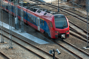 Train locomotive on the railway
