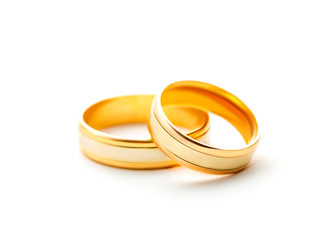 Wedding rings isolated on white background