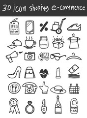 icon business shopping  e-commerce vector hand drawn art illustration