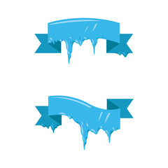 Collection of frozen icicle snow winter vector banner.