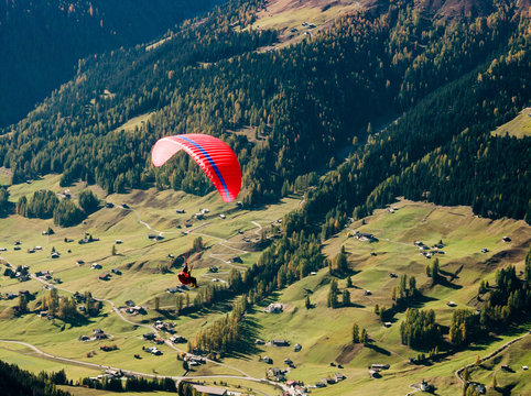 Parasailing at Davos, Graubunden, Switserland, EU