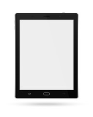 Realistic tablet pc computer gadget with blank screen isolated on white background. Vector illustration.