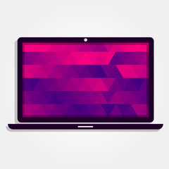 Laptop with colorful triangles