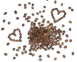 Coffee heart beans