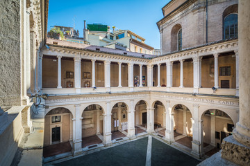 Fototapeta na wymiar Bramante's Cloister in Santa Maria della Pace, baroque church near Piazza Navona