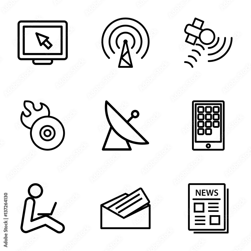 Poster set of 9 communication outline icons