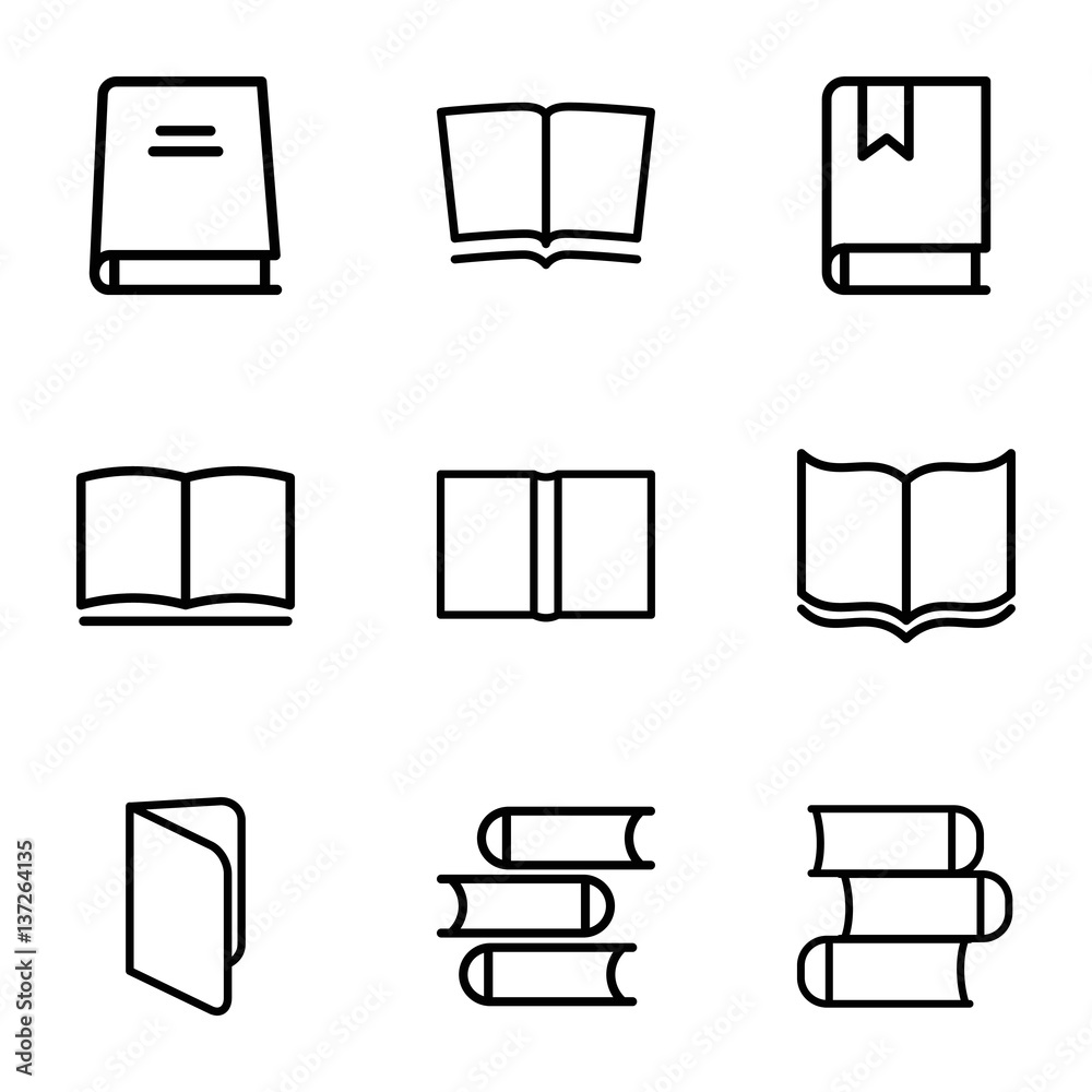 Poster set of 9 dictionary outline icons