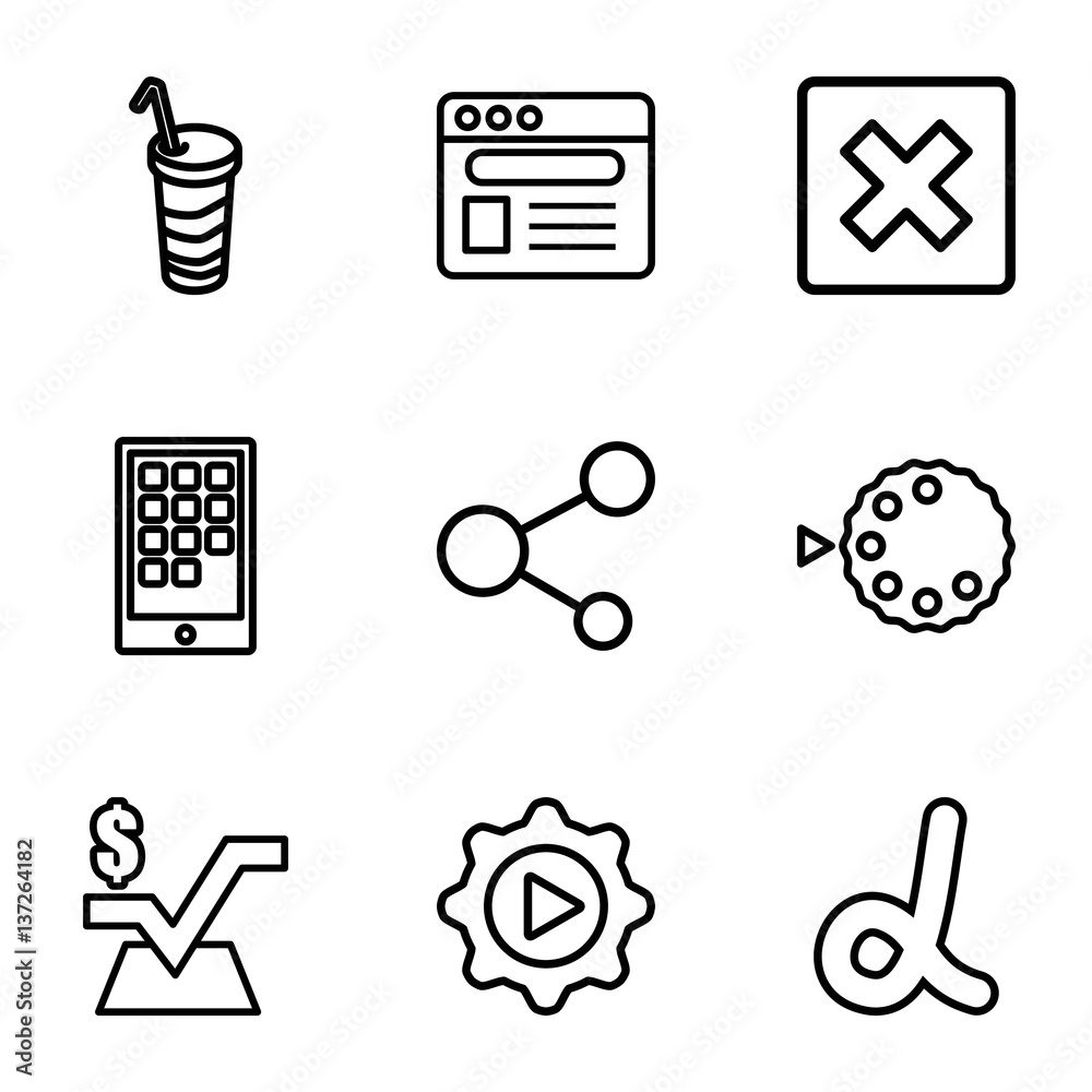 Poster set of 9 application outline icons