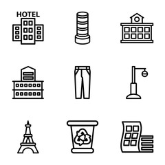 Set of 9 urban outline icons