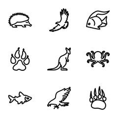 Set of 9 Animals outline icons
