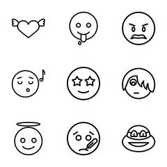 Obraz premium Zestaw 9 ikon zarys emocji