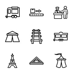 Set of 9 tourist outline icons