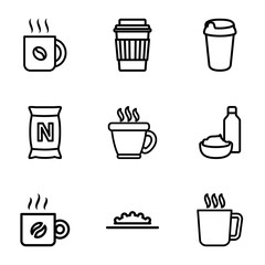 Set of 9 coffee outline icons