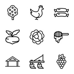 Set of 9 Agriculture outline icons