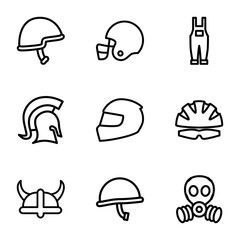 Set of 9 helmet outline icons
