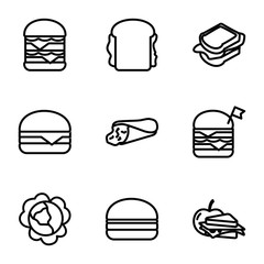 Set of 9 lettuce outline icons