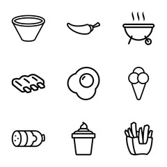 Set of 9 tasty outline icons