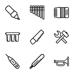 Fototapeta premium Set of 9 instrument outline icons