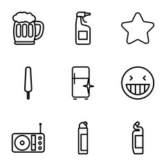 Set of 9 cool outline icons