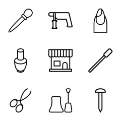 Obraz premium Set of 9 nail outline icons