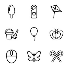 Set of 9 colorful outline icons
