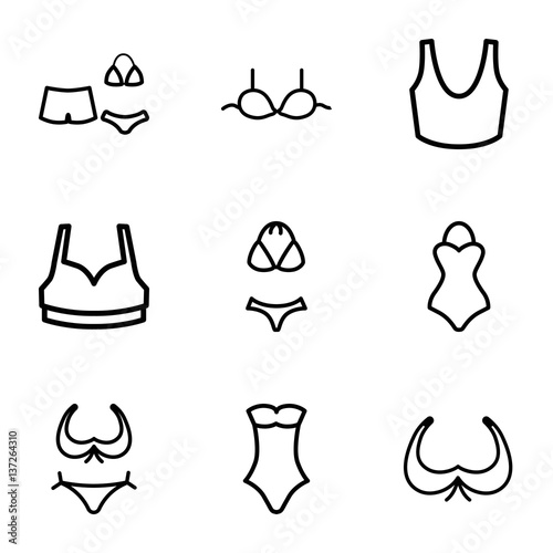 "Set of 9 bra outline icons" Stock image and royaltyfree vector files