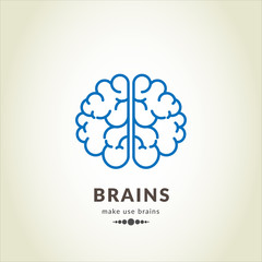 Brain blue icon Smart concept