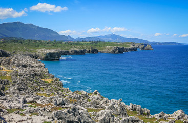 Fototapeta na wymiar Scenic coastline at Cabo de Mar, between Llanes and Ribadesella, Asturias, northern Spain