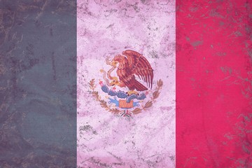 Grunge Mexico flag background  on denim