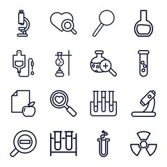 Set of 16 research outline icons