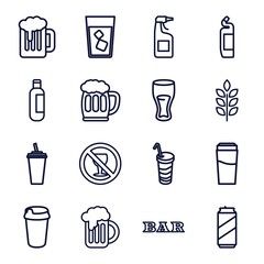 Set of 16 beer outline icons