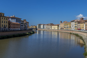 Naklejka na ściany i meble Lungarno Pacinotti street at the river Arno, Pisa, Tuscany, Italy, Europe