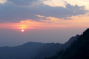 beautiful sunset over the hill