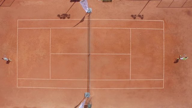 Flying on the tennis court during a game
Drone on the tennis court