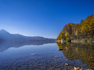 Autumn at Lake Kochel or Kochelsee Lake, Kochel am See, Upper Bavaria, Bavaria, Germany, Europe