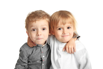 Cute little children on white background