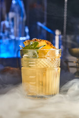 aperitif cocktail with pineapple and mint