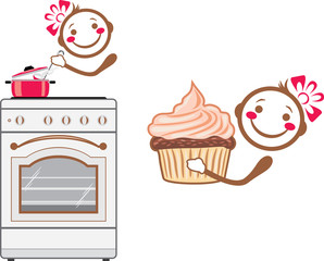 Cartoon smiling cook