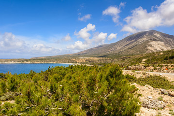 Scenic view of southwest coast of Crete Island in sunny day. Greece.