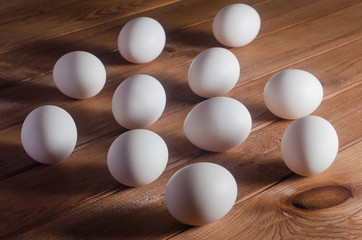 Eggs on the wooden table