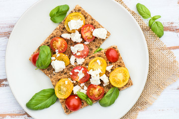 Healthy Snack from Wholegrain Rye Crispbread Crackers