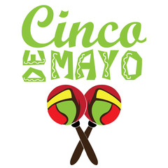 Isolated pair of maracas and text, Cinco de mayo vector illustration