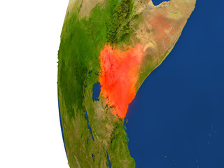 Kenya on globe