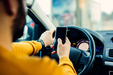 Finding the quickest route with his phone