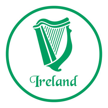 Ireland emblem with celtic harp