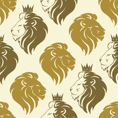 Fototapeta premium Lion head seamless pattern