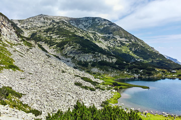 Naklejka na ściany i meble Amazing Panorama of Muratovo lake, Pirin Mountain, Bulgaria