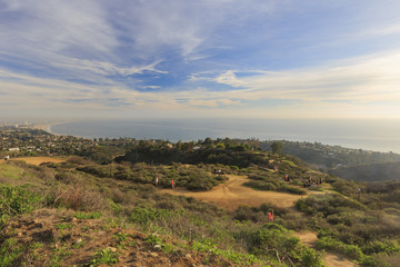 Fototapeta na wymiar Sunset view of Santa Monica area