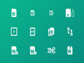 SIM card icons on green background.