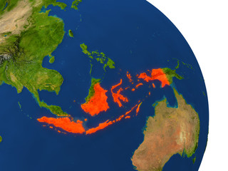 Map of Indonesia in red